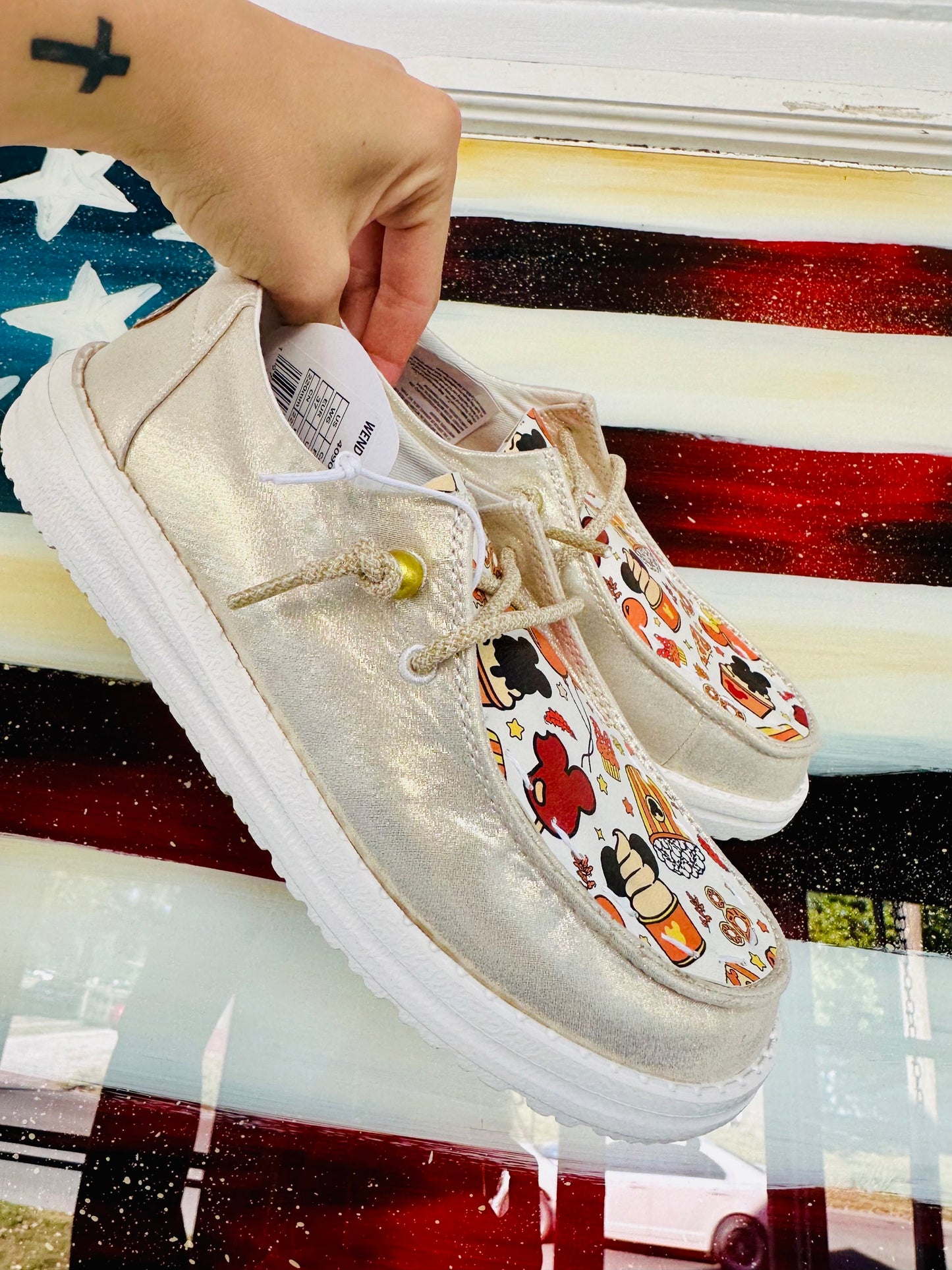 Gold Fall Theme Custom Dude Shoes image 2