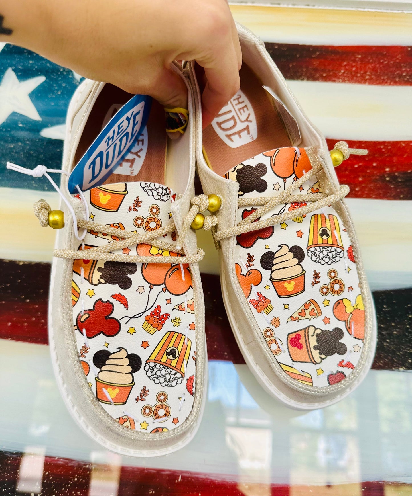 Gold Fall Theme Custom Dude Shoes image 1