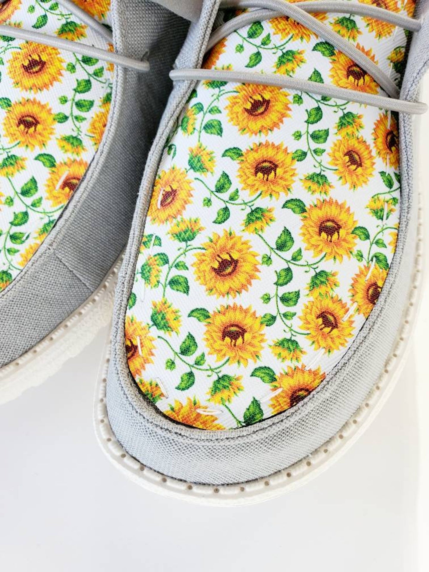 White Sunflowers Sun flowers summer Custom Hey Dude Shoes FREE SHIP image 1