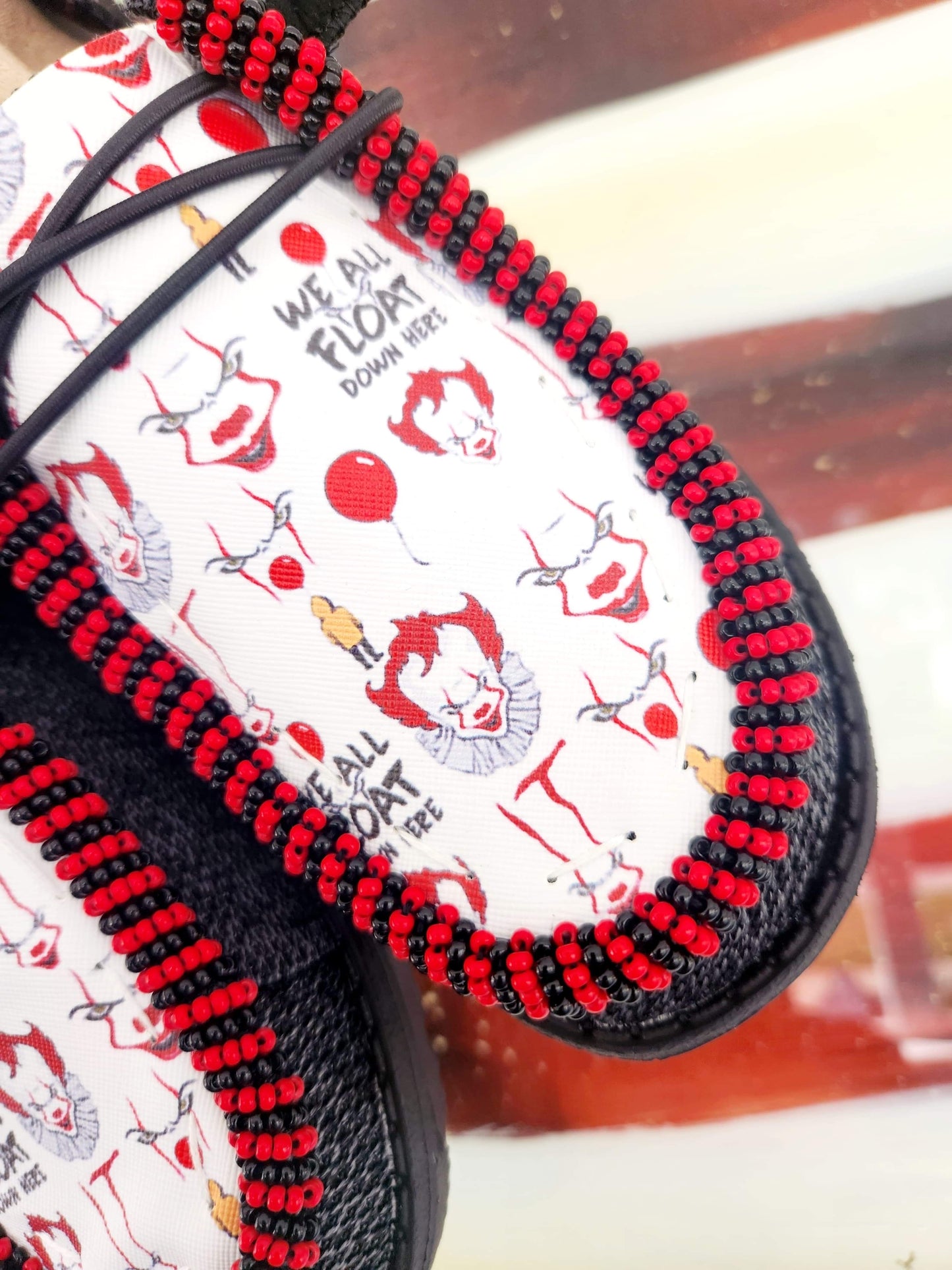 IT Red and Black beaded Custom Hey Dude Shoes image 2