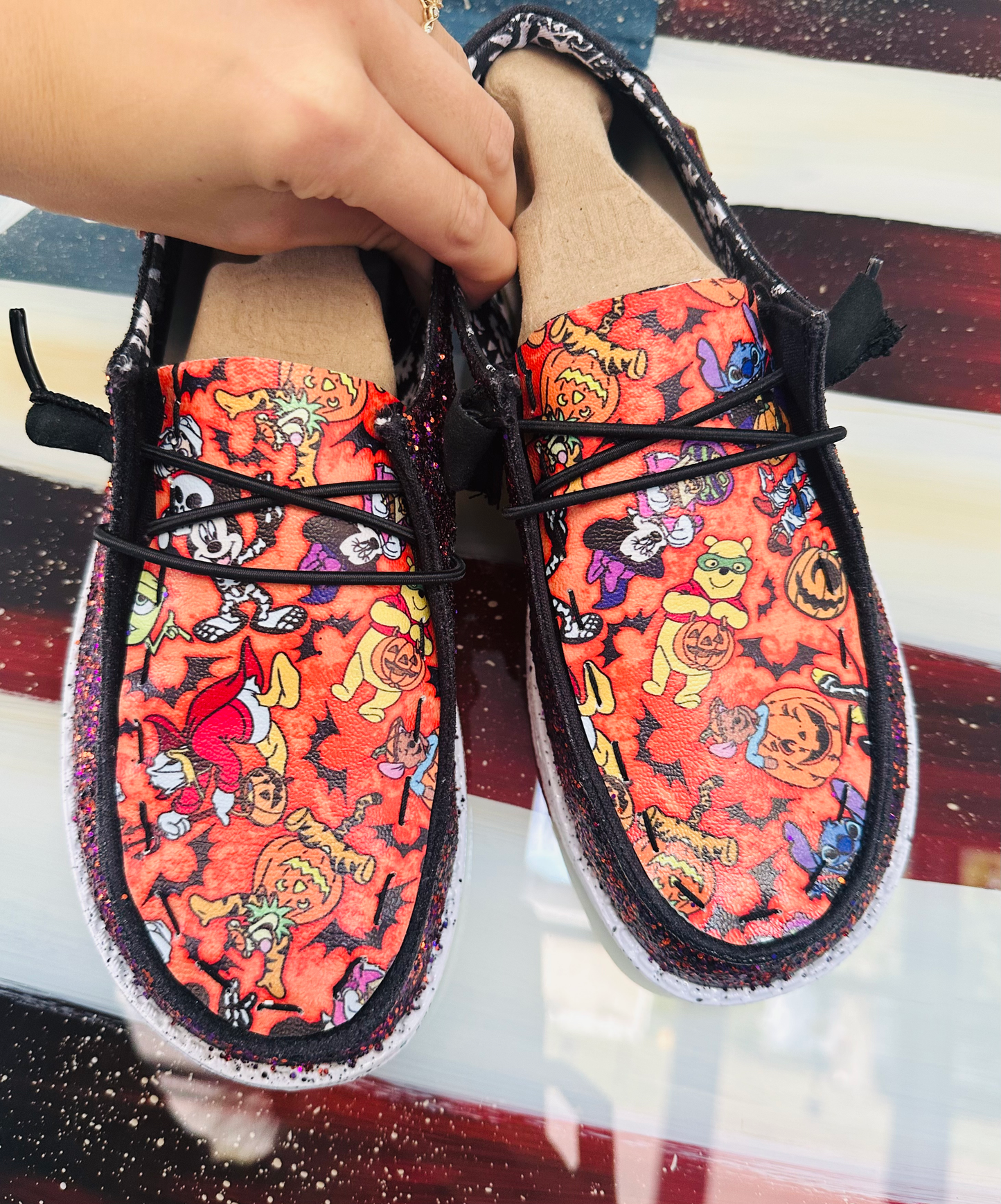 Glitter Halloween Character Custom Dude Shoes Free SHIP image 1