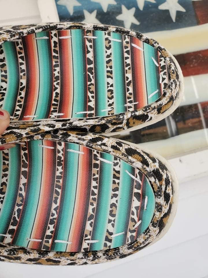 Serape cheetah leopard hey dudes Custom Hey dude shoes FREE SHIP image 1