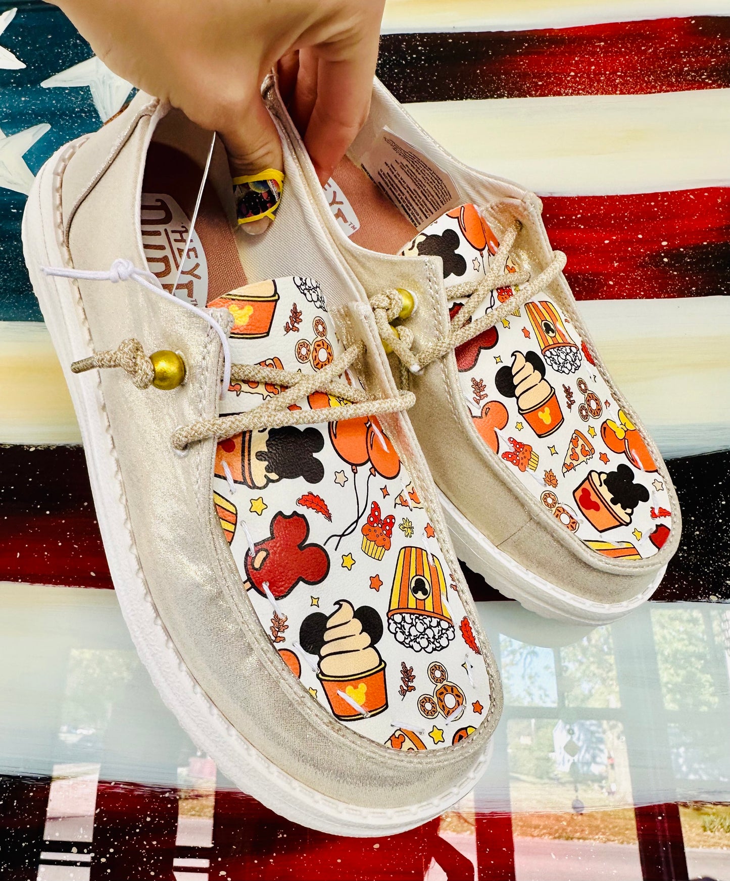 Gold Fall Theme Custom Dude Shoes image 0