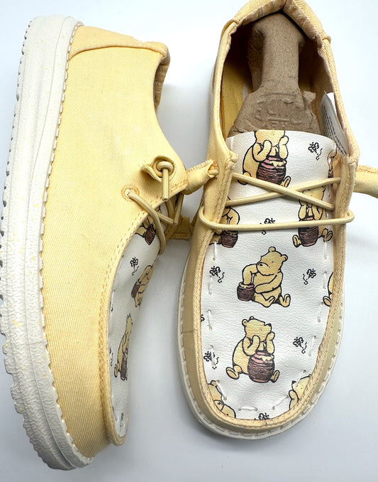 Pooh Yellow Custom Hey Dude Shoes Free Shipping image 0