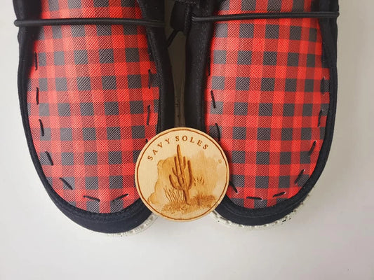 Buffalo plaid Christmas Holidays red and black Custom dude shoes image 0