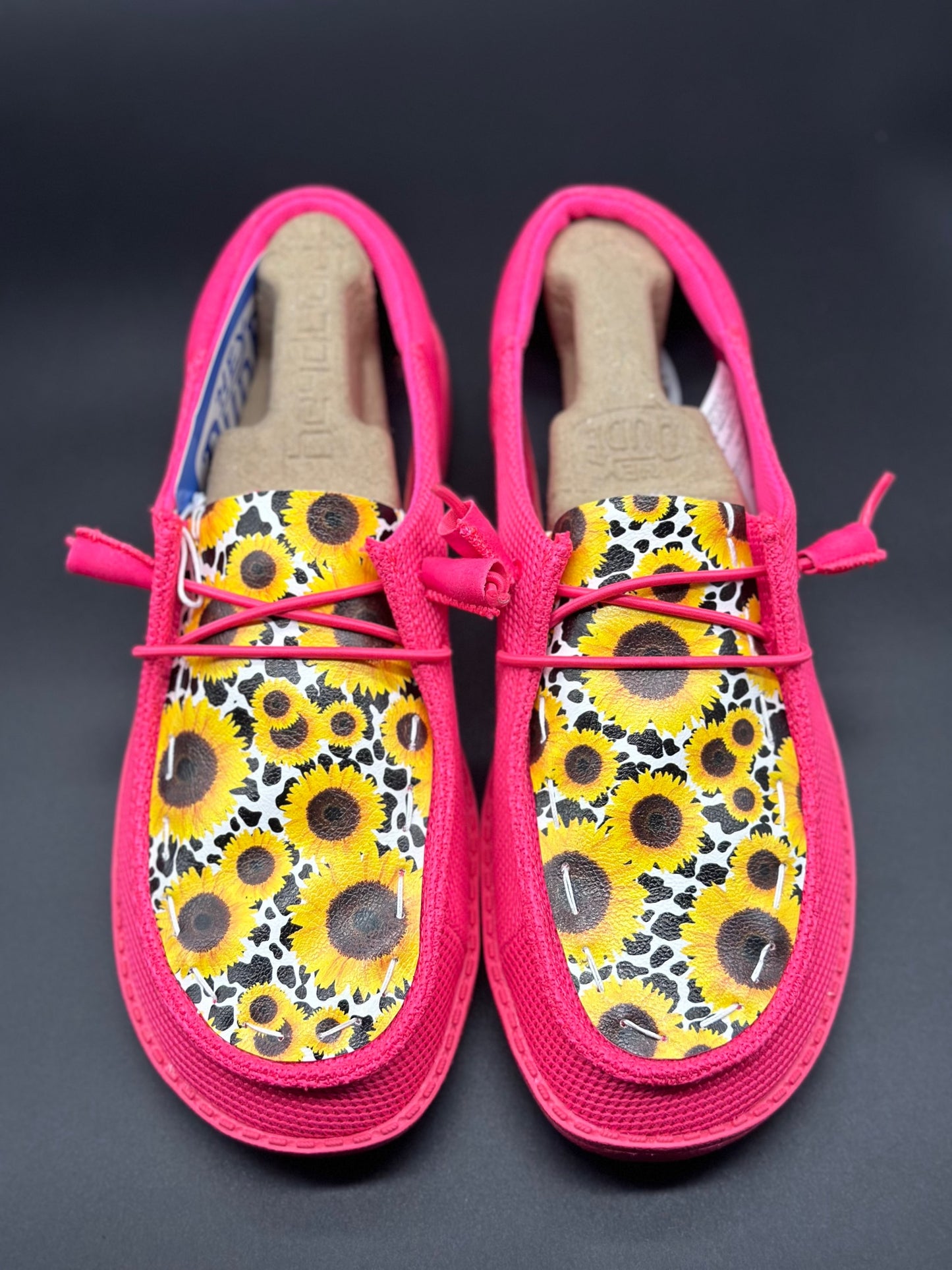 Electric Pink Cow Sunflower Custom Hey dude shoes Dudes FREE SHIPn image 0