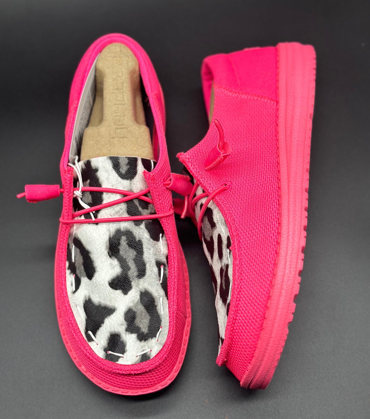 Electric Pink Snow Leopard Custom Hey dude shoes Dudes FREE SHIPn image 1