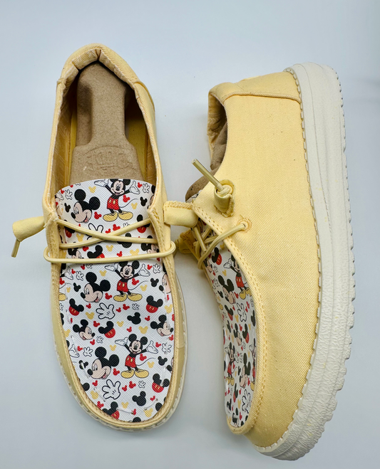 Character Mouse Yellow Custom Hey Dude Shoes Free Shipping image 0