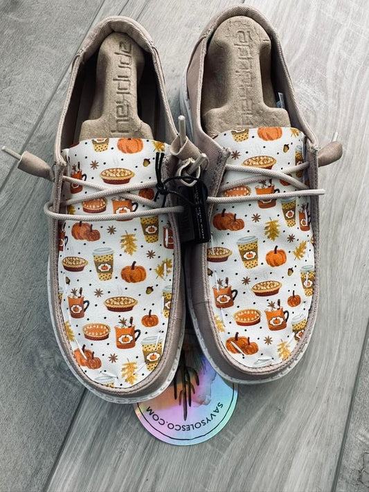 Fall Coffee Pumpkin Pie  Custom Dude Shoes Free Shipping! image 0
