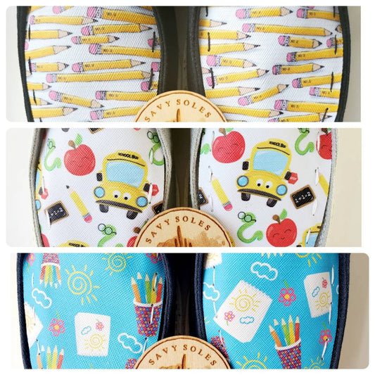 Teacher bus school preschool kindergarten pencil Custom Hey dude shoes FRE image 0