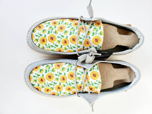 White Sunflowers Sun flowers summer Custom Hey Dude Shoes FREE SHIP image 0