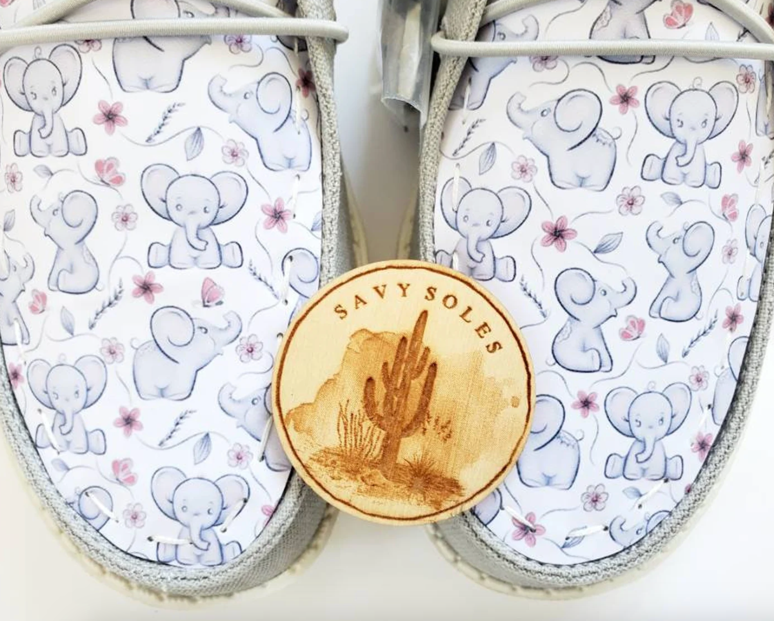 Grey pink elephants flowers Custom Hey dude shoes Hey Dudes FREE SHIP image 1