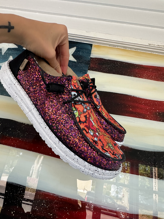 Glitter Halloween Character Custom Dude Shoes Free SHIP image 0