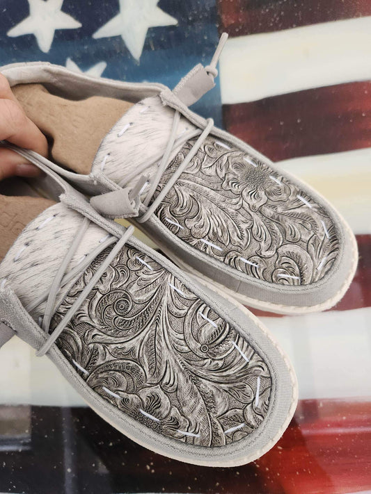 Ready to ship toay RTS size 6  cowhide/leather Custom Hey dude shoes FREE SHIp image 0