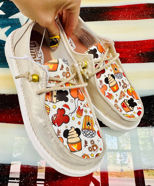Gold Fall Theme Custom Dude Shoes image 0