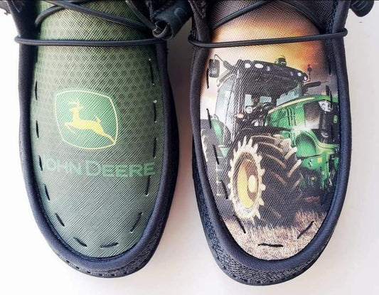 Green tractor john Custom Hey Dudes FREE SHIP deere image 0